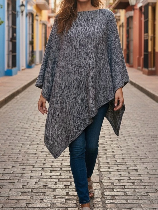lululemon athletica Sweaters - Lululemon Athletica Cashmere Blend Black and Gray Poncho One Size